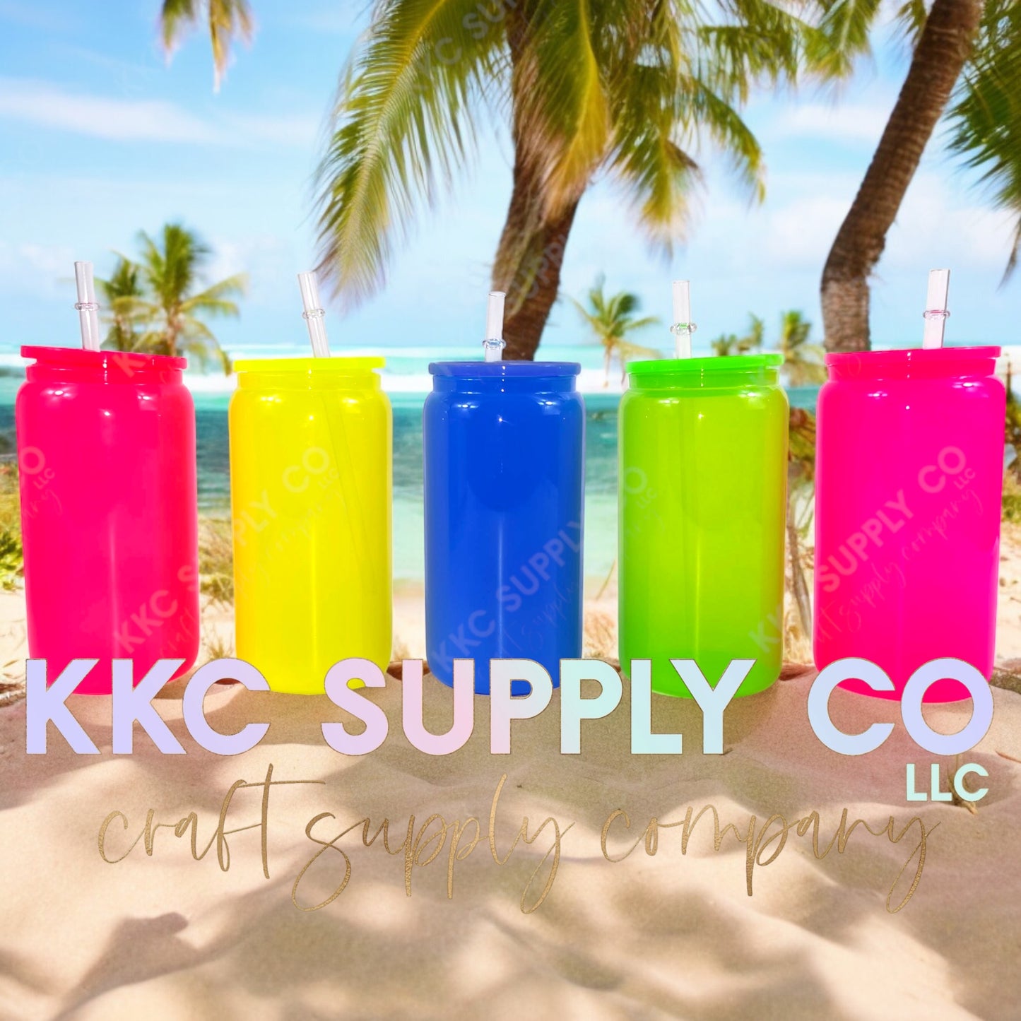 Case of 5-16oz Neon Glass Cup Blank