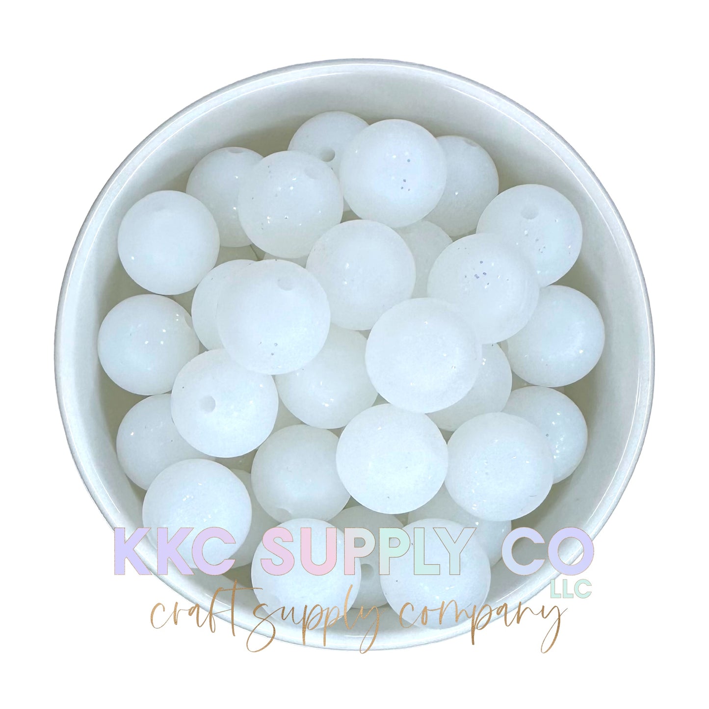 SS72-Neon Glitter White Solid Silicone Bead 15mm