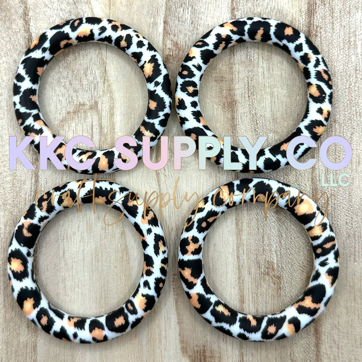 SP117-Black & Peach Leopard Print 65mm Silicone Ring