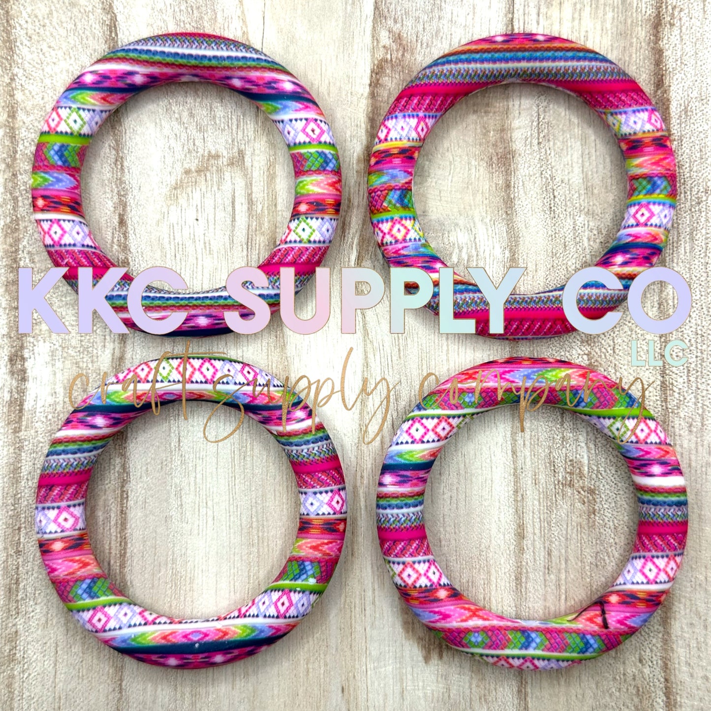 SP80-Pink Striped Aztec 65mm Silicone Ring