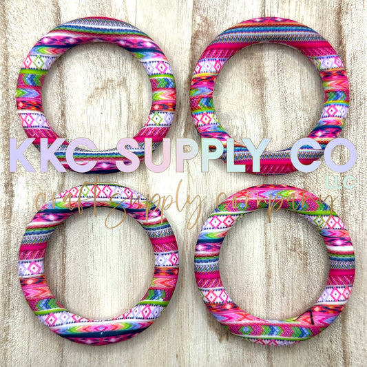 SP80-Pink Striped Aztec 65mm Silicone Ring