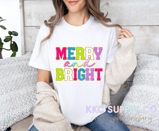 #42-Merry & Bright DTF T-Shirt Transfer-Multicolor