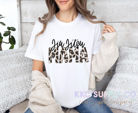 #33-Jiu Jitsu Mama Leopard Print DTF T-Shirt Transfer