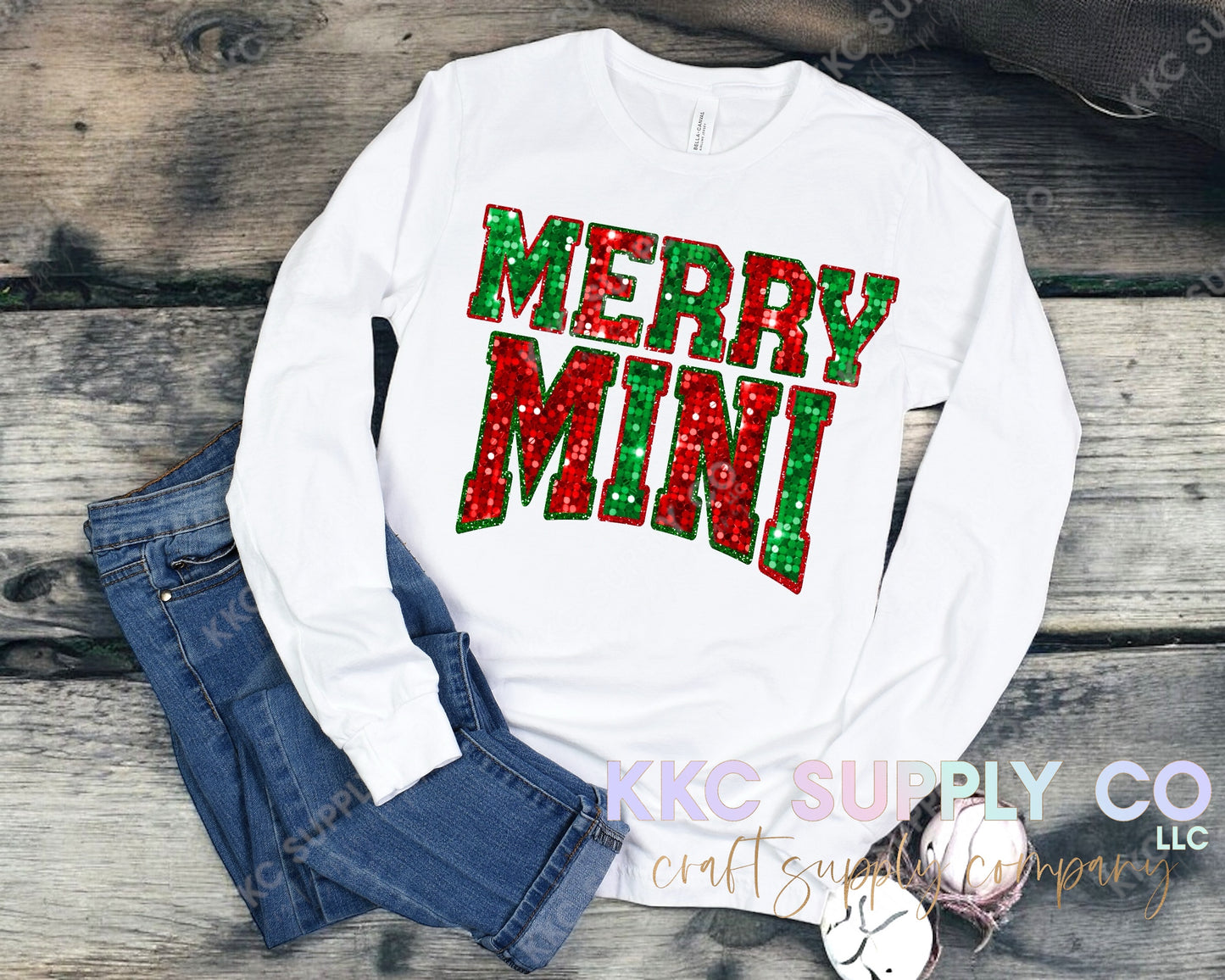 #40-Merry Mini Faux Glitter DTF T-Shirt Transfer