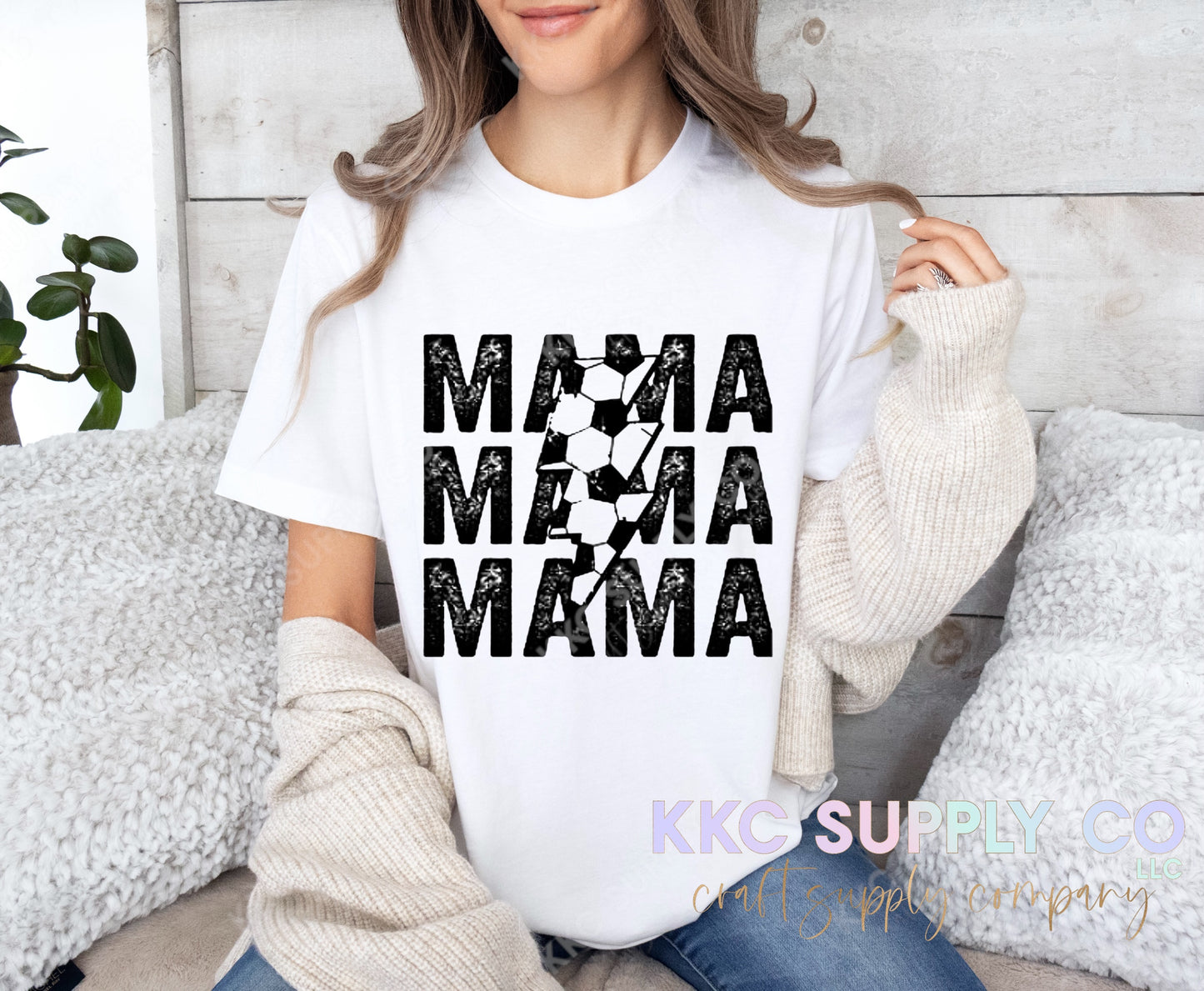 #98-Soccer Lightening Bolt Mama DTF T-Shirt Transfer