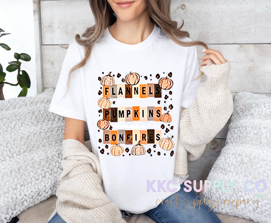 #92-Flannels Pumpkins Bonfires DTF T-Shirt Transfer