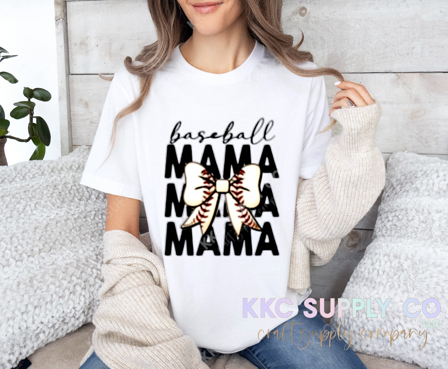 #81-Baseball Bow Mama DTF T-Shirt Transfer