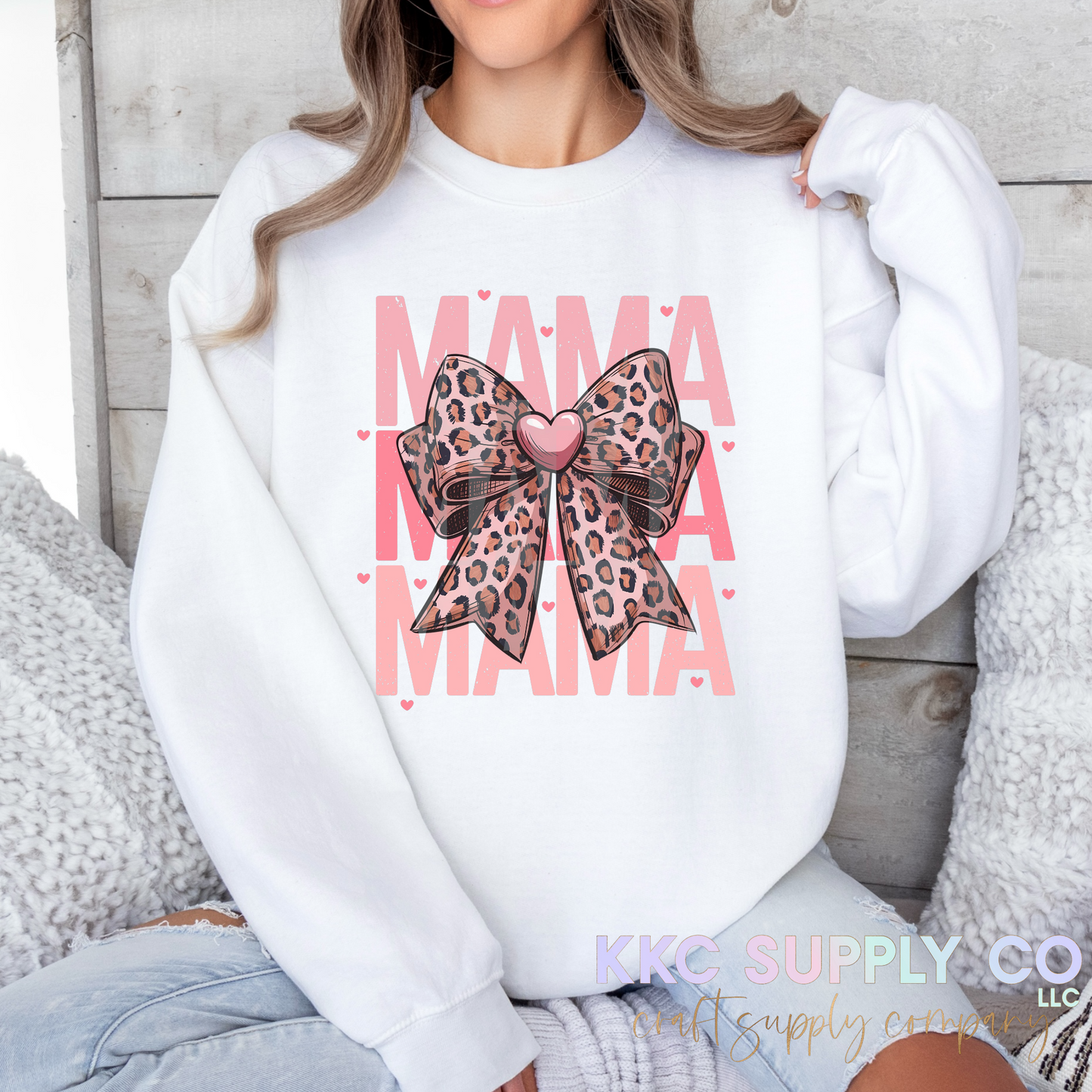 #138-3D Mama Leopard Bow T-Shirt Transfer