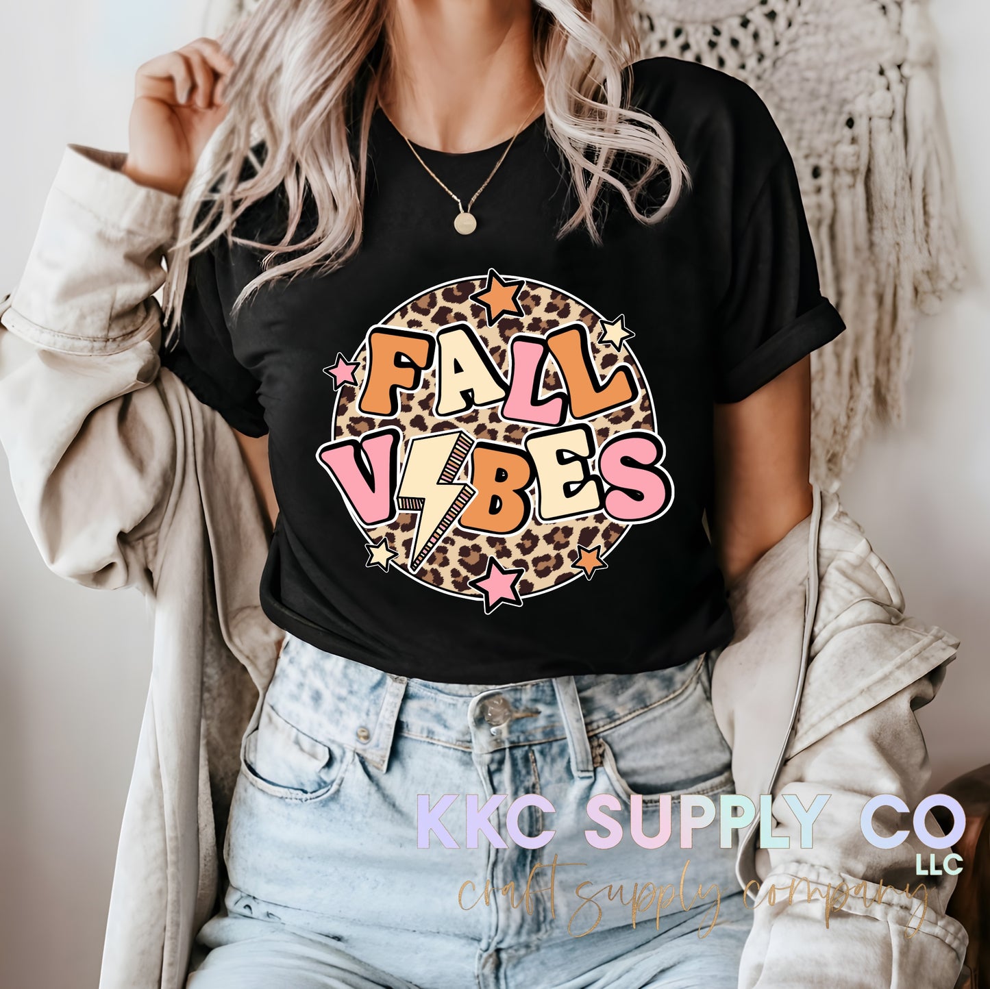 #161-Retro Leopard Fall Vibes T-Shirt Transfer