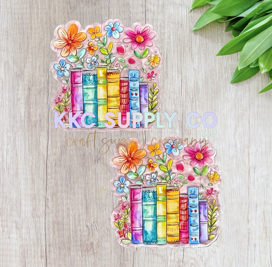 AT239-Books and Flowers-Acrylic Flatback