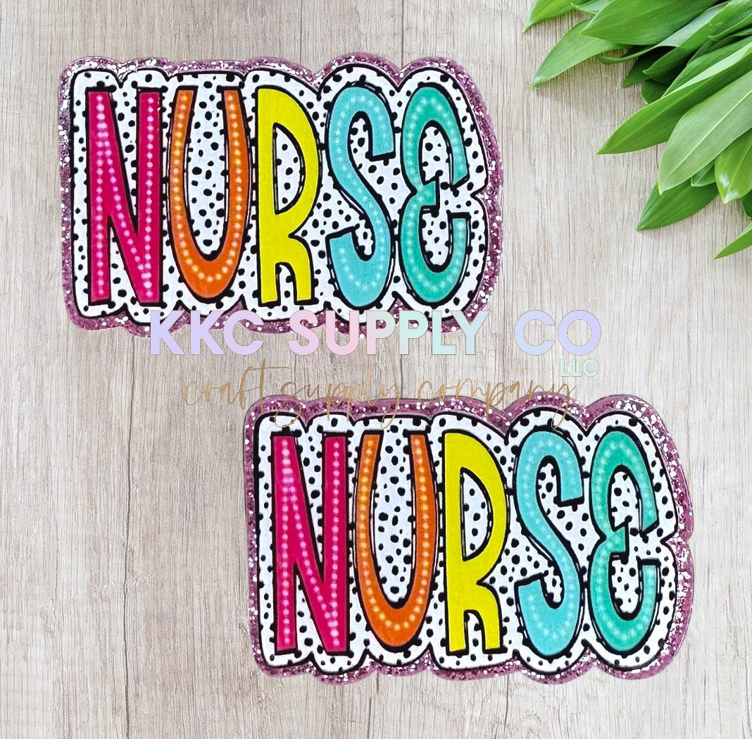 AT225-Neon Nurse-Acrylic Flatback-Pink Glitter