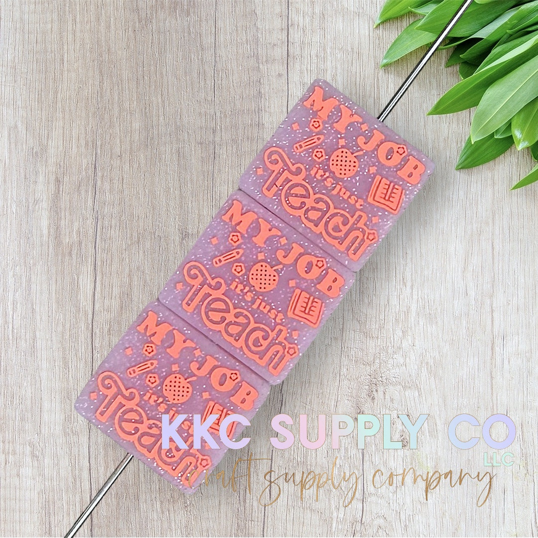 Teach Glitter Silicone Focal Bead