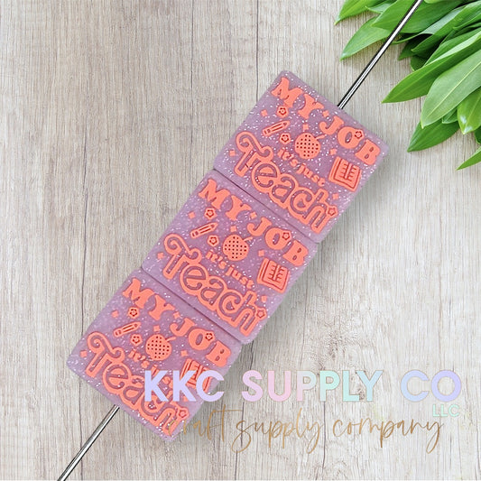 Teach Glitter Silicone Focal Bead