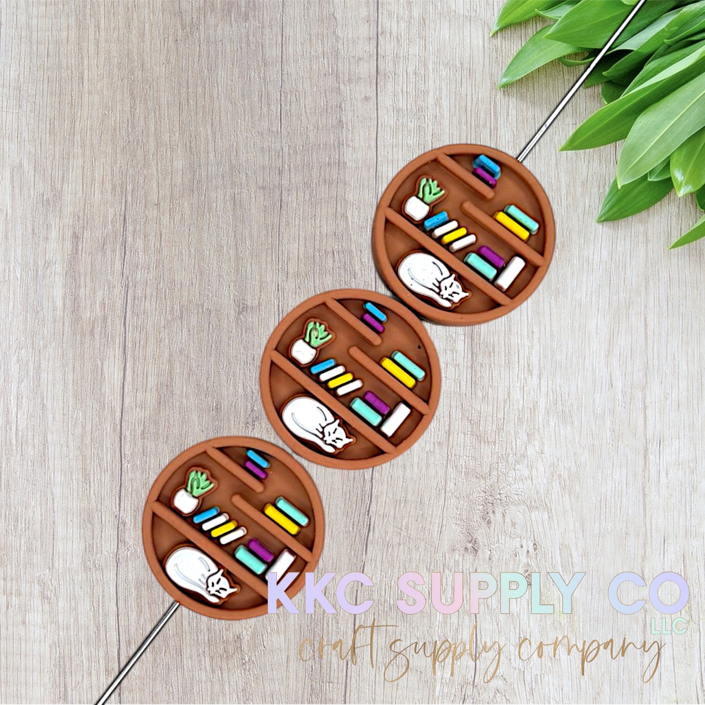 3D Bookshelf Silicone Focal Bead