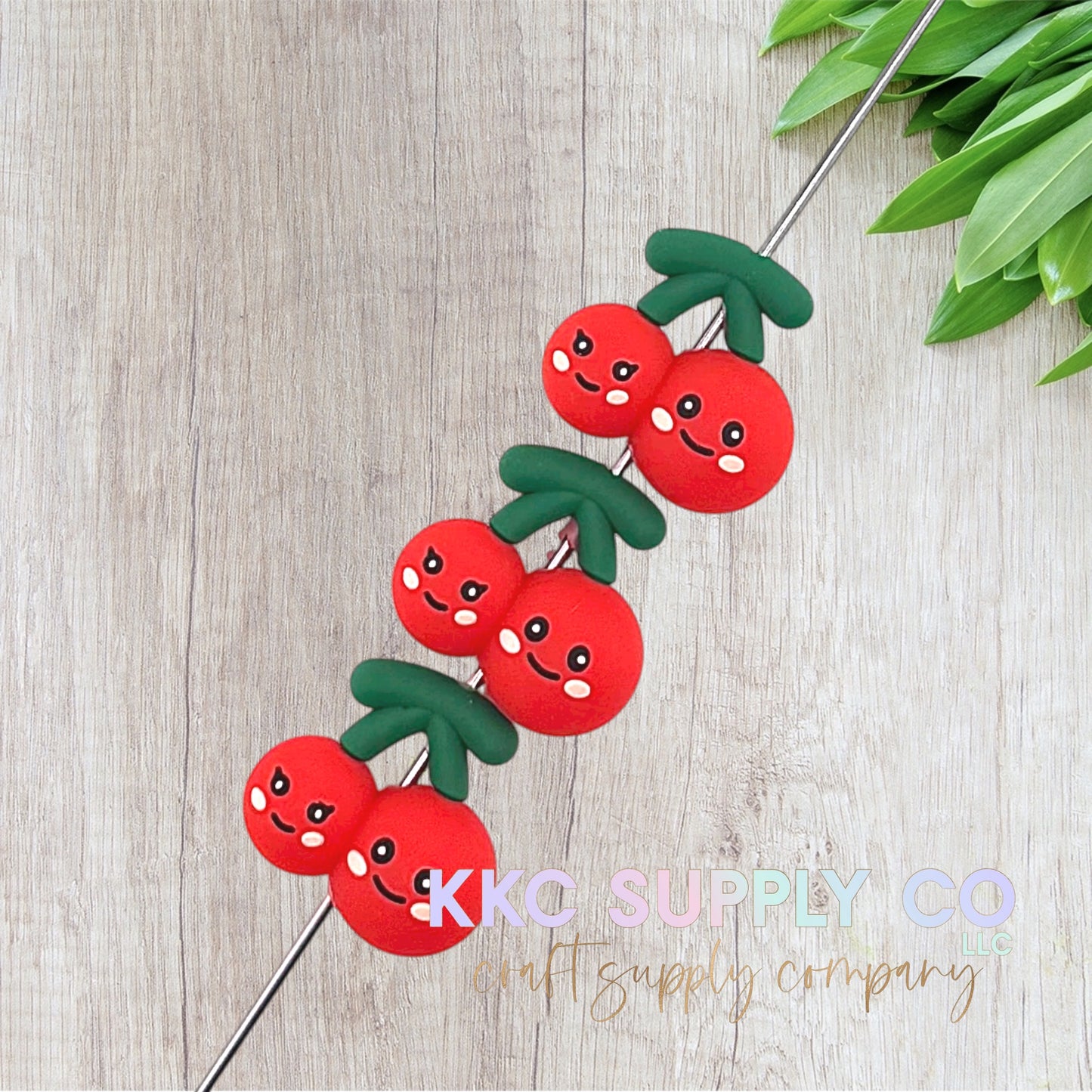 Cherries 3D Silicone Focal Bead