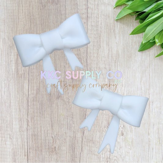 White Solid Large Bow Silicone Focal Bead