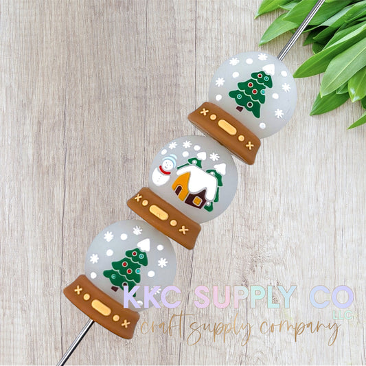 Snow Globe 3D Silicone Focal Bead - Double Sided