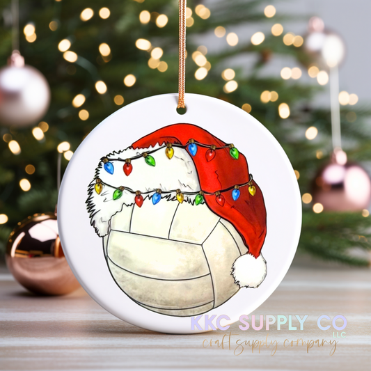 UVCO16-Christmas Hat Volleyball UV DTF Christmas Ornament Decal