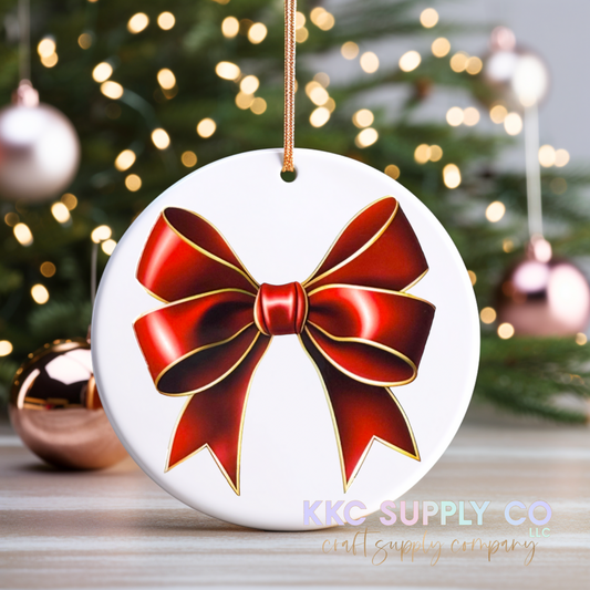 UVCO11-Red Christmas Bow UV DTF Christmas Ornament Decal