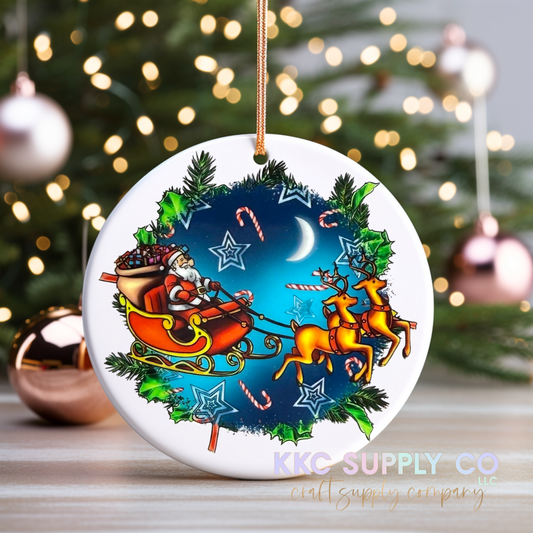 UVCO24-Santa And His Sleigh UV DTF Christmas Ornament Decal