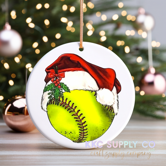 UVCO19-Christmas Hat Softball UV DTF Christmas Ornament Decal