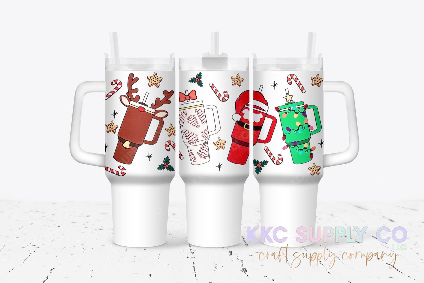 UV4038-Decorated Christmas Cups 40oz UV DTF Wrap/Element Sheet