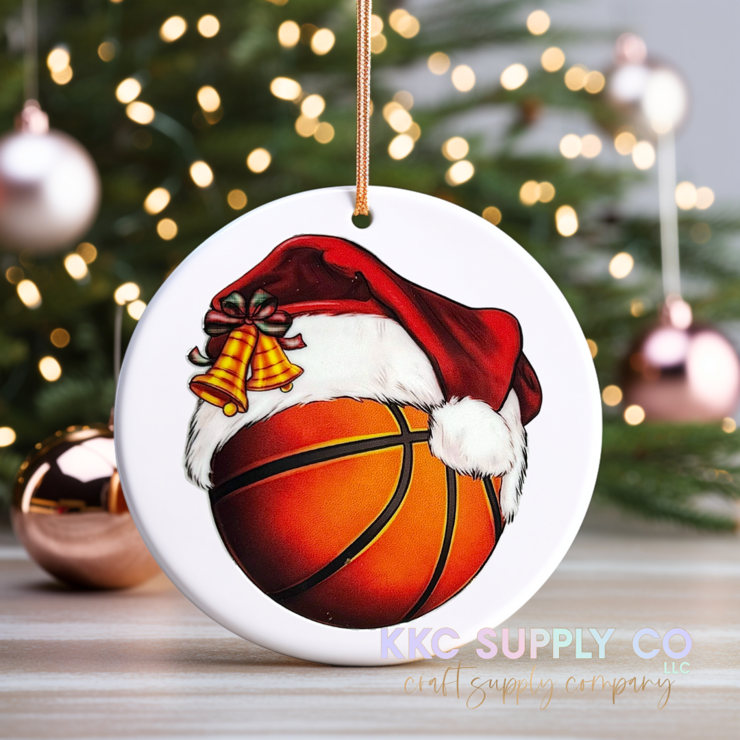 UVCO18-Christmas Hat Basketball UV DTF Christmas Ornament Decal