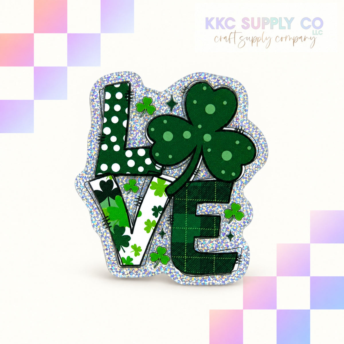 Shamrock LOVE acrylic flatback - KKC Supply Co