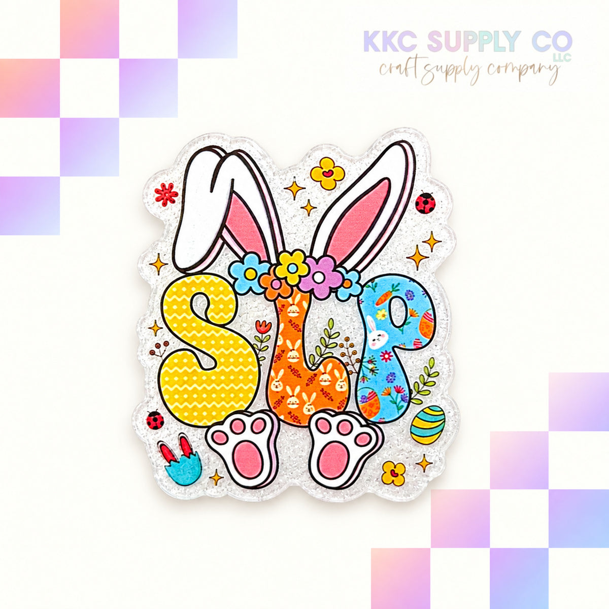 Easter SLP White acrylic flatback - KKC Supply Co