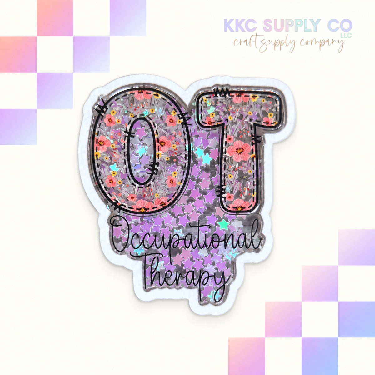 OT Glitter Shaker acrylic flatback - KKC Supply Co