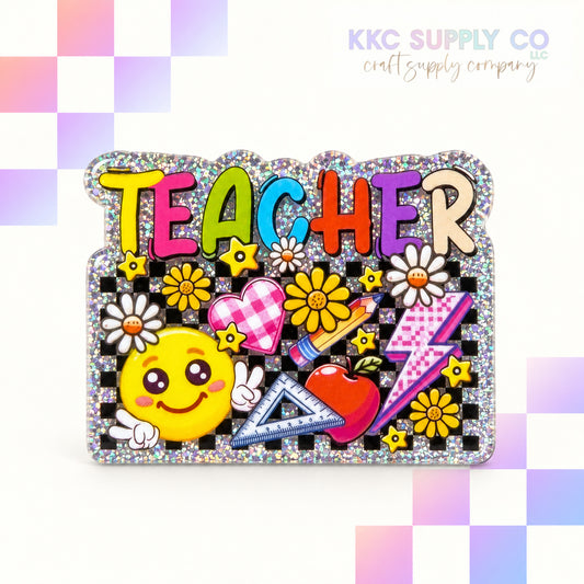Retro Teacher acrylic flatback - KKC Supply Co