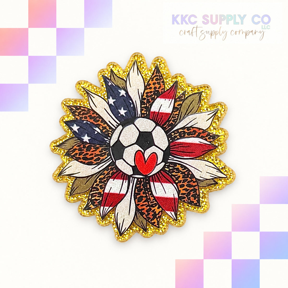 Soccer Sunflower acrylic flatback - KKC Supply Co