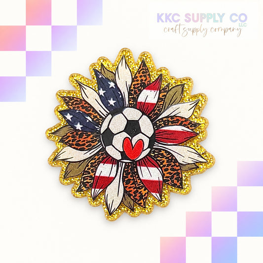 Soccer Sunflower acrylic flatback - KKC Supply Co