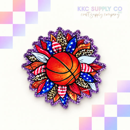 Basketball Sunflower acrylic flatback - KKC Supply Co