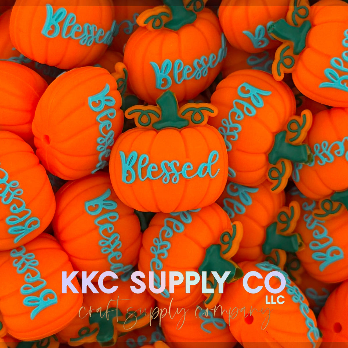 Blessed pumpkin 3D silicone focal bead