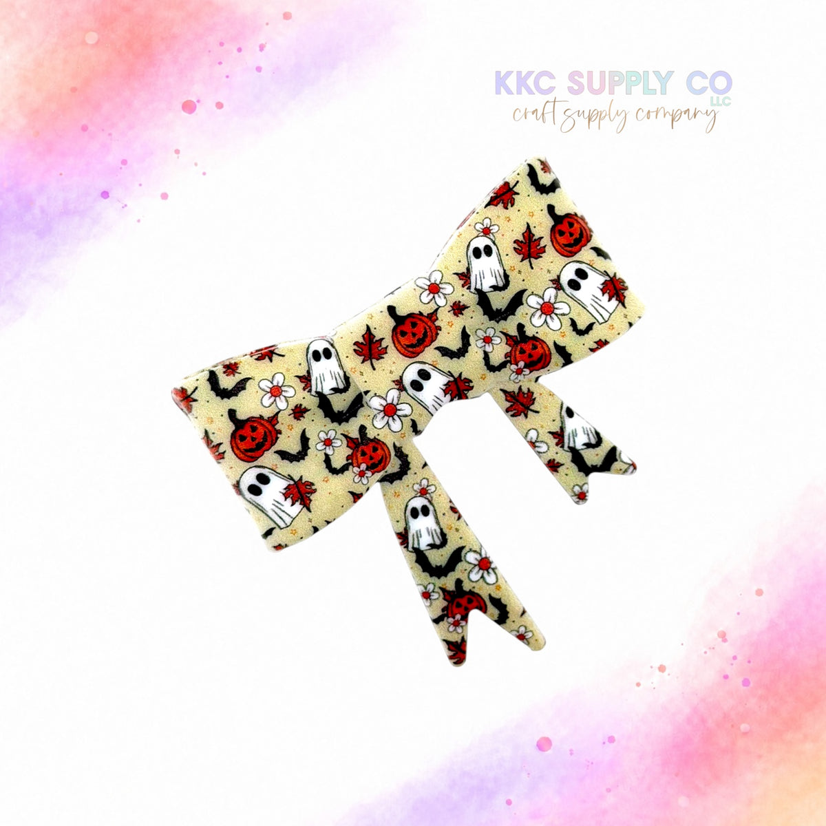 Ghosts & Pumpkins Large Bow Silicone Focal Bead