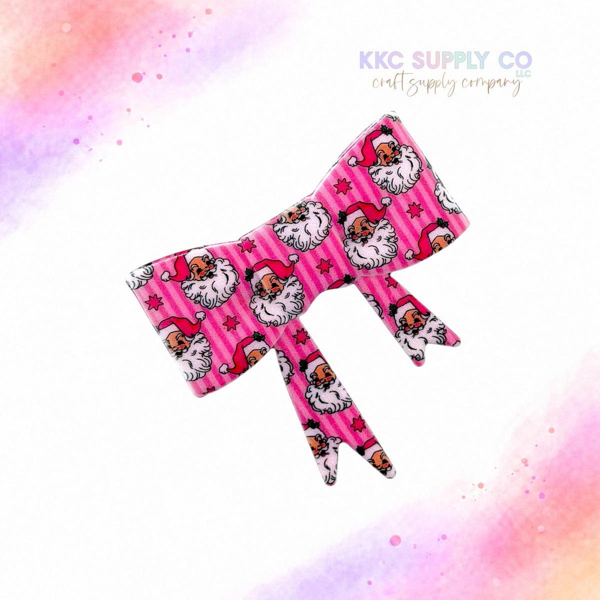 Pink Santa Large Bow Silicone Focal Bead