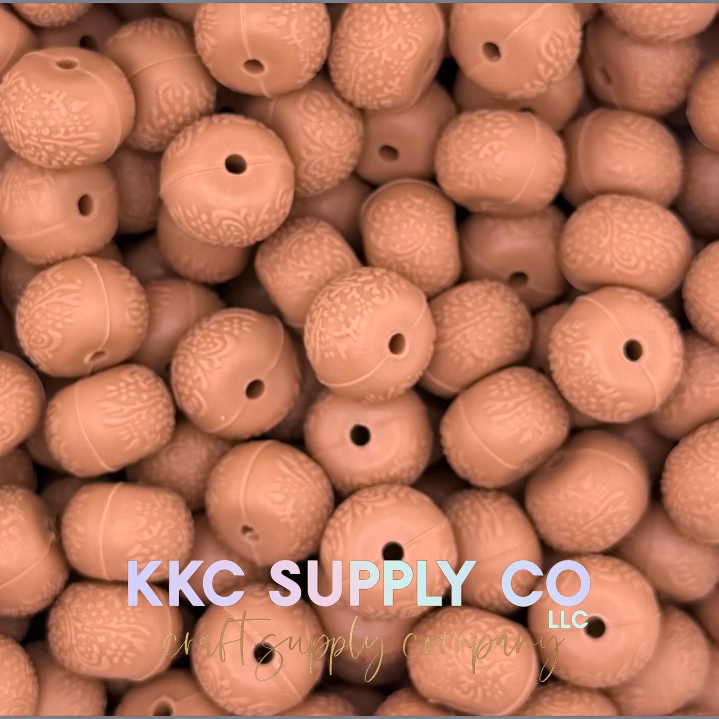Floral embossed 14mm silicone abacus bead new color