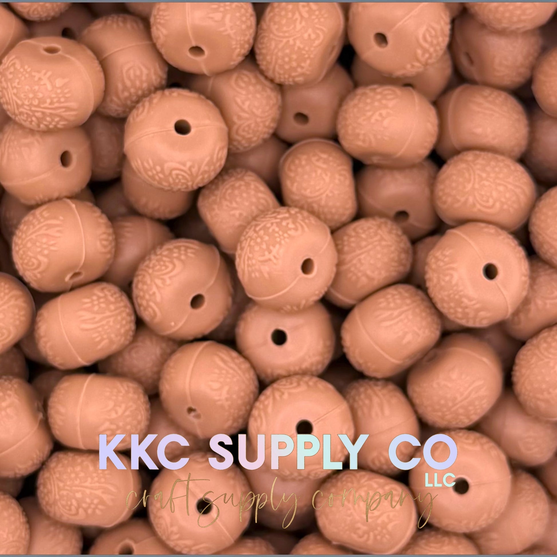 Floral embossed 14mm silicone abacus bead new color