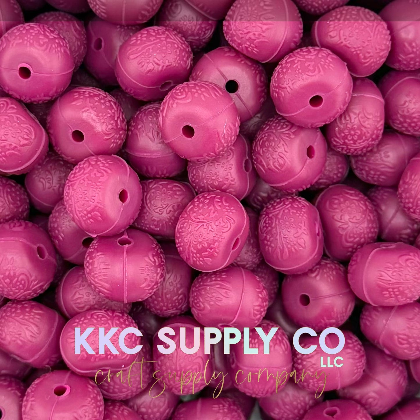 Floral embossed 14mm silicone abacus bead new color