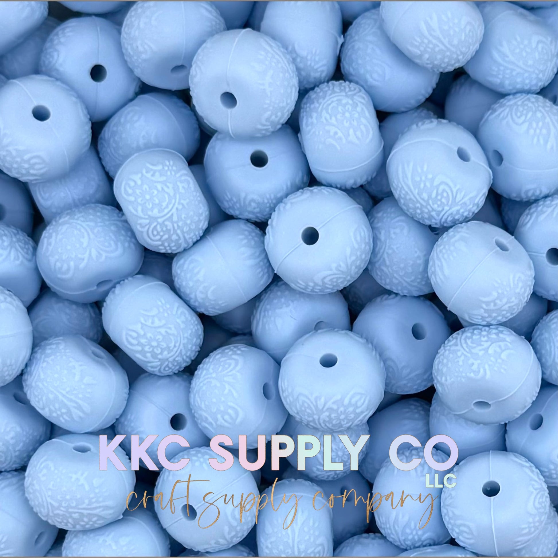 Floral embossed 14mm silicone abacus bead new color