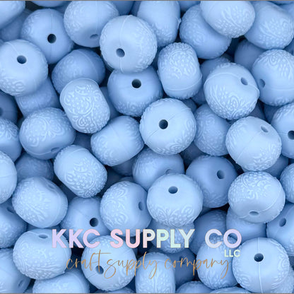 Floral embossed 14mm silicone abacus bead new color