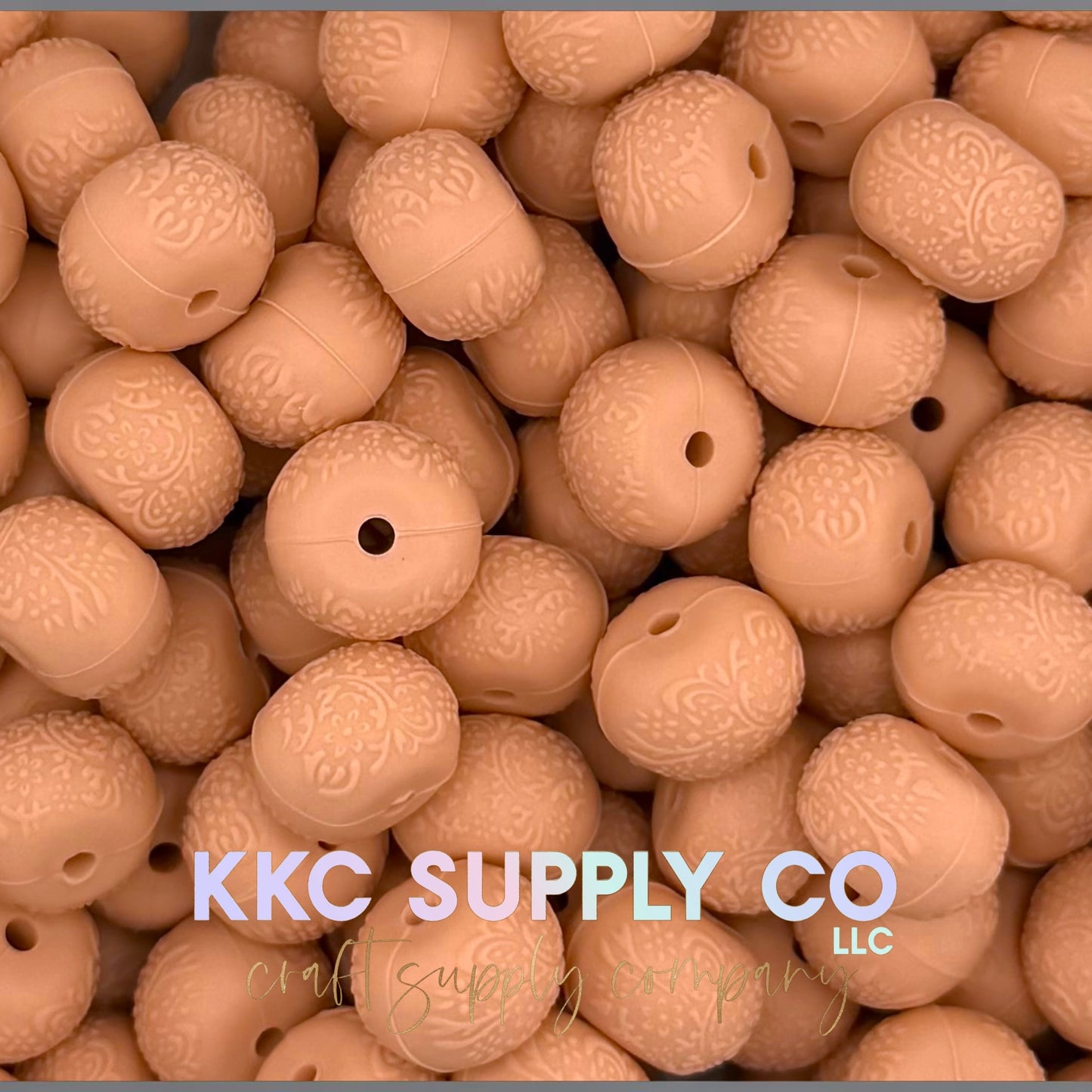 Floral embossed 14mm silicone abacus bead new color