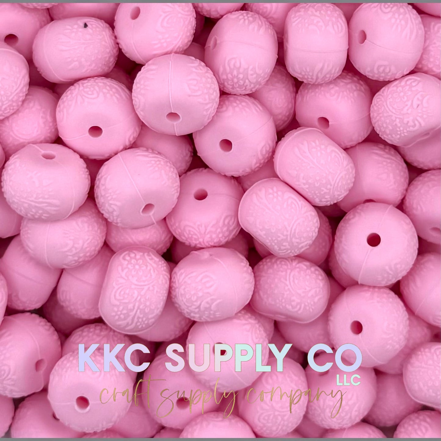 Floral embossed 14mm silicone abacus bead new color
