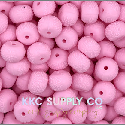 Floral embossed 14mm silicone abacus bead new color
