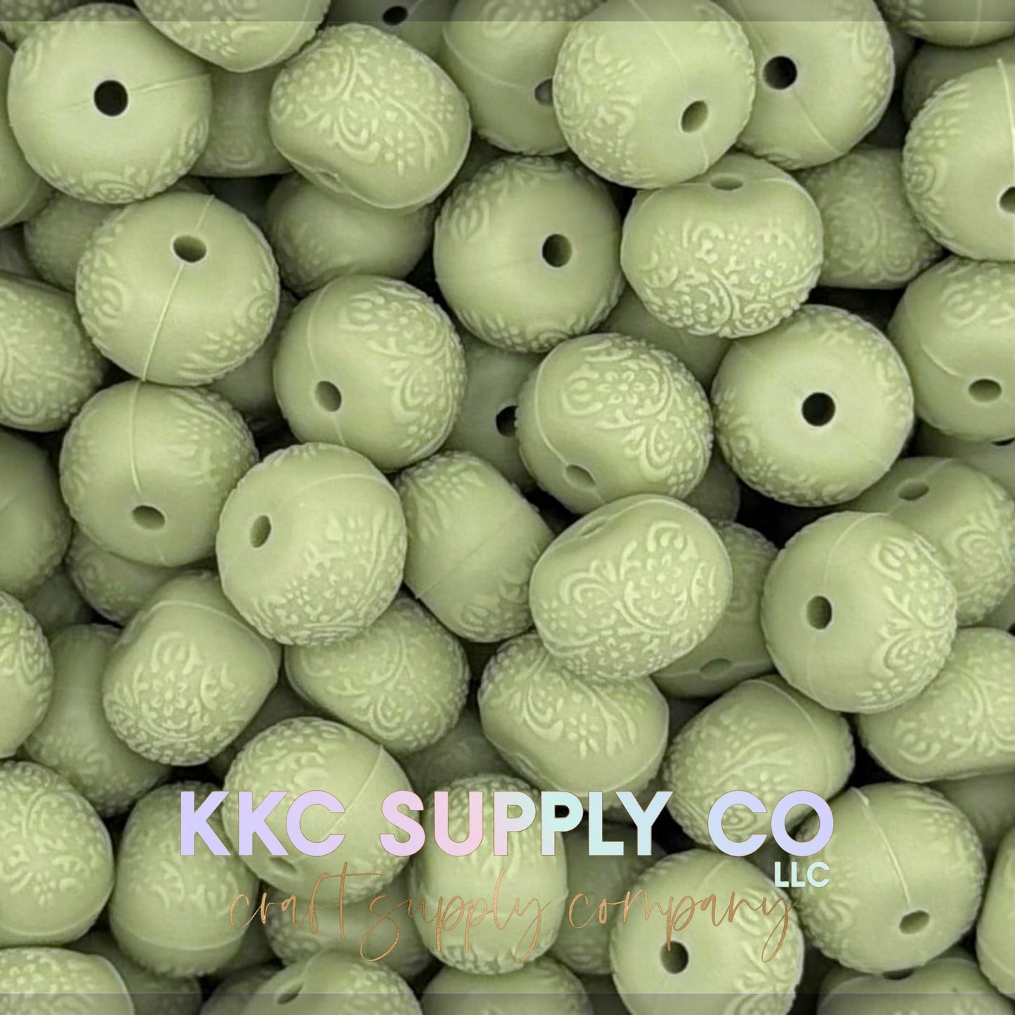 Floral embossed 14mm silicone abacus bead new color