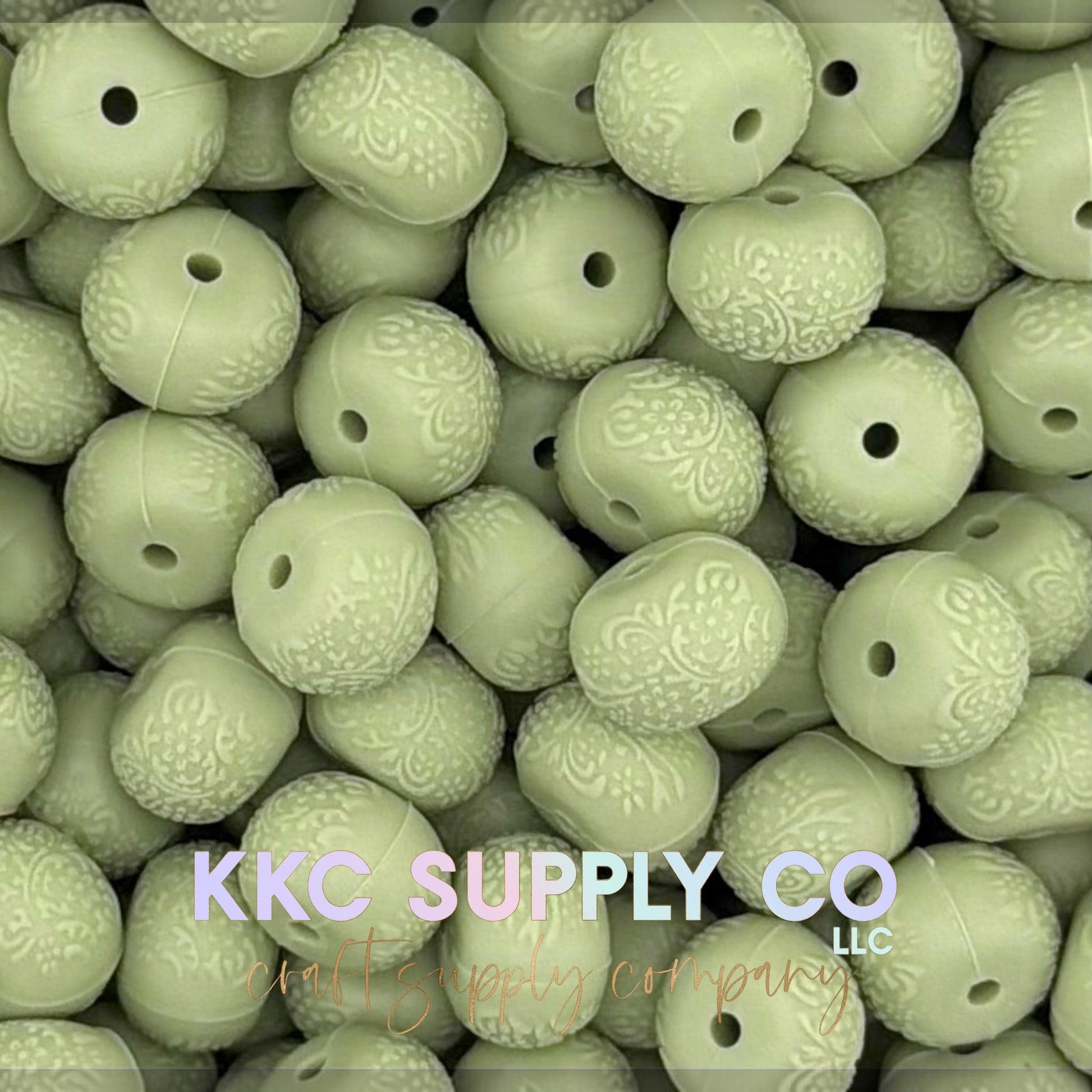 Floral embossed 14mm silicone abacus bead new color