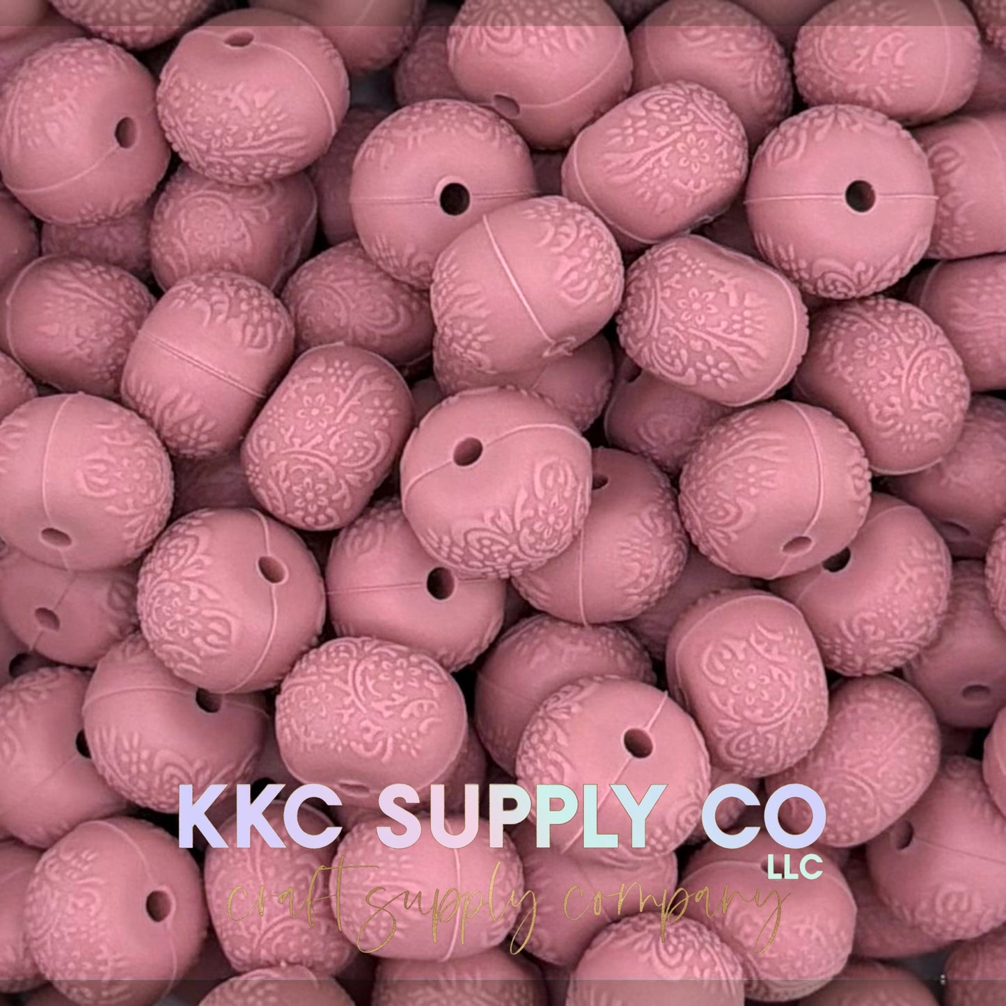 Floral embossed 14mm silicone abacus bead new color