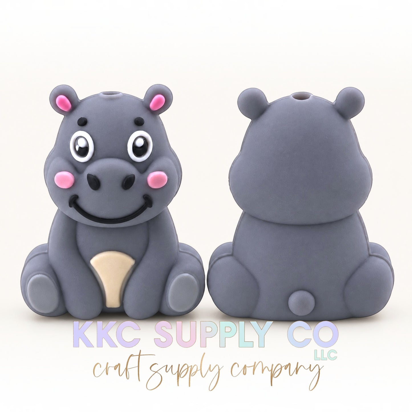 Hippo 3D silicone focal bead front and back