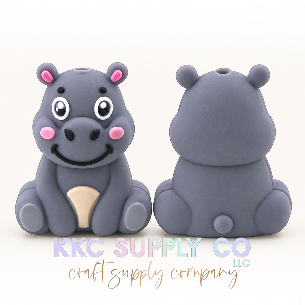 Hippo 3D silicone focal bead front and back